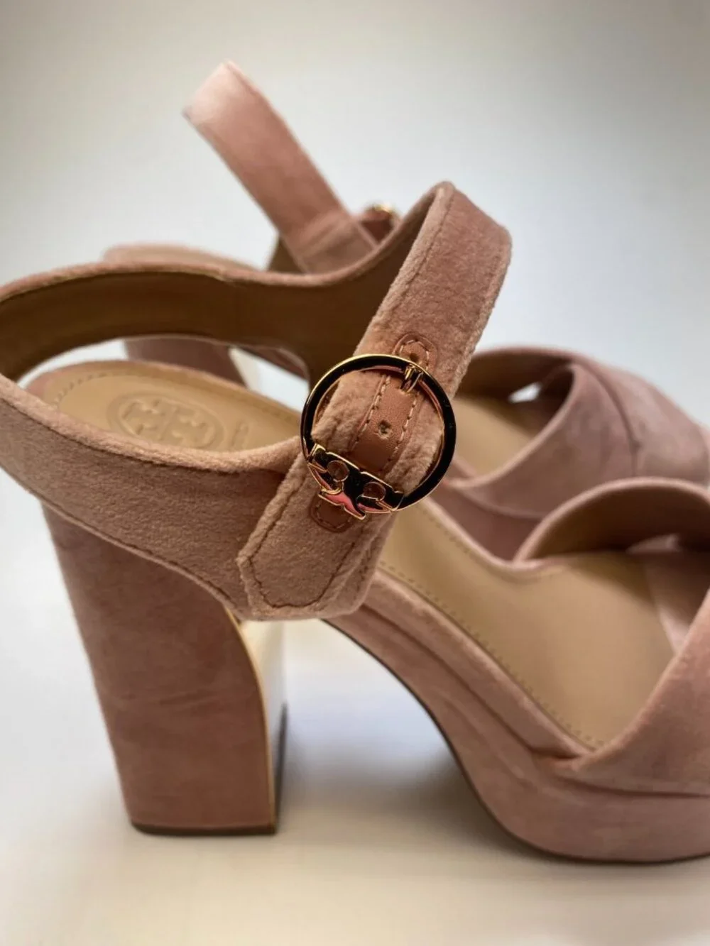 Tory Burch Womens Velvet Loretta Pink Suede Platform Sandals Sz 11
